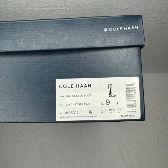 Cole Haan Noelle Riding Boots Brown Leather Side Zip Knee high Size 9 B - Picture 16 of 16